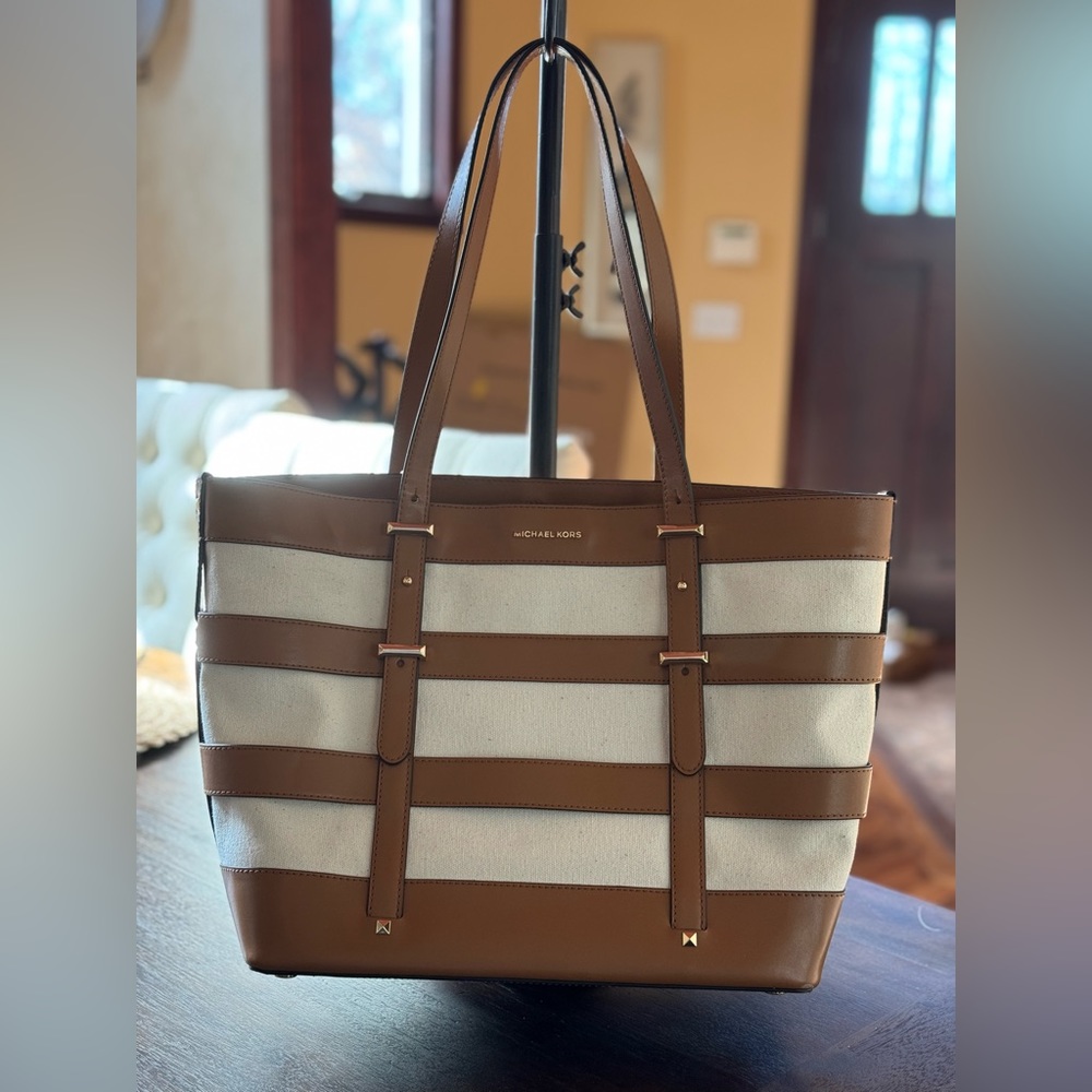 Michael Michael Kors Leather And Canvas Tote - image 1